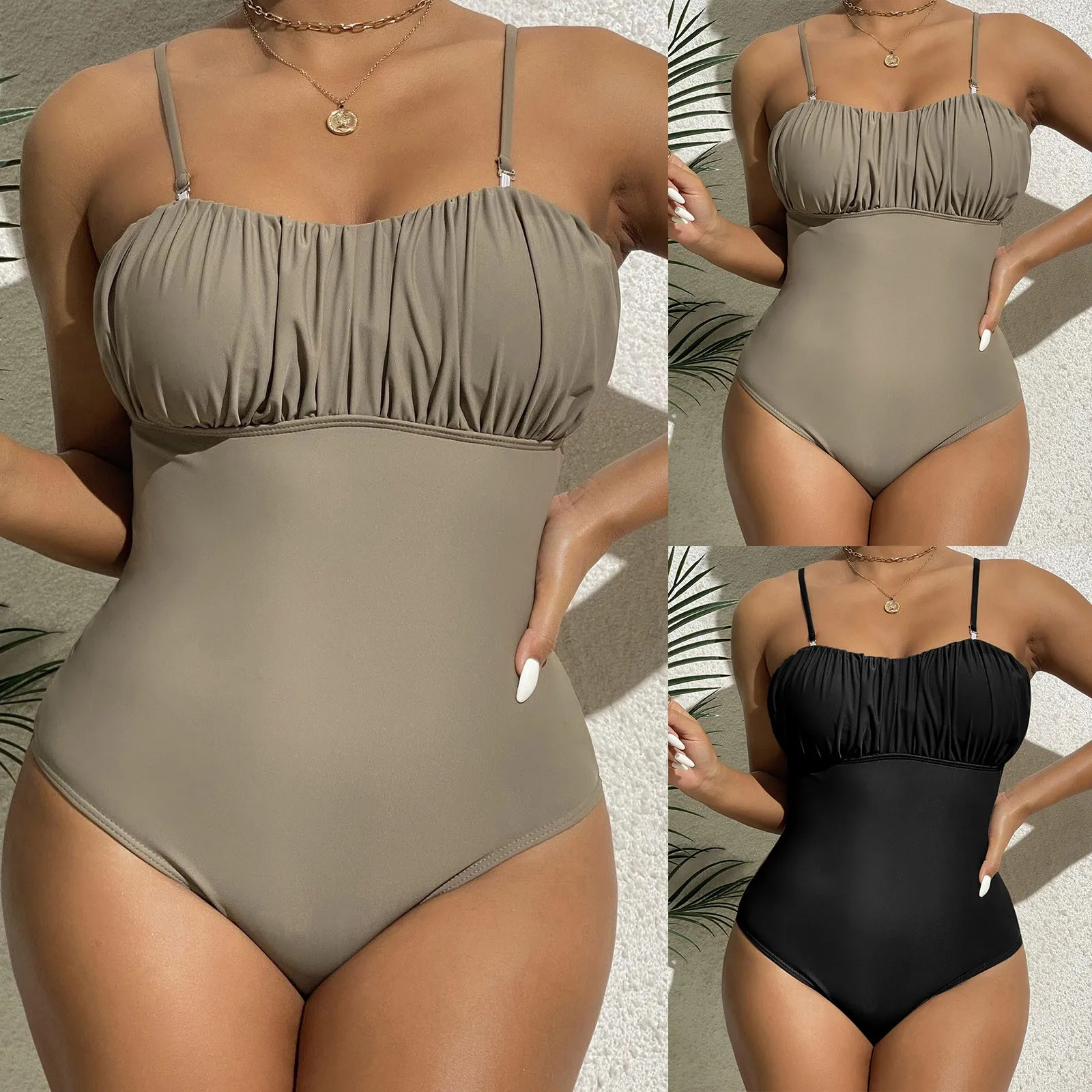 

Женский винтажный купальник, сексуальный плиссированный комбидресс с открытой спиной и ремешками, бразильский купальник с подкладкой, 2023