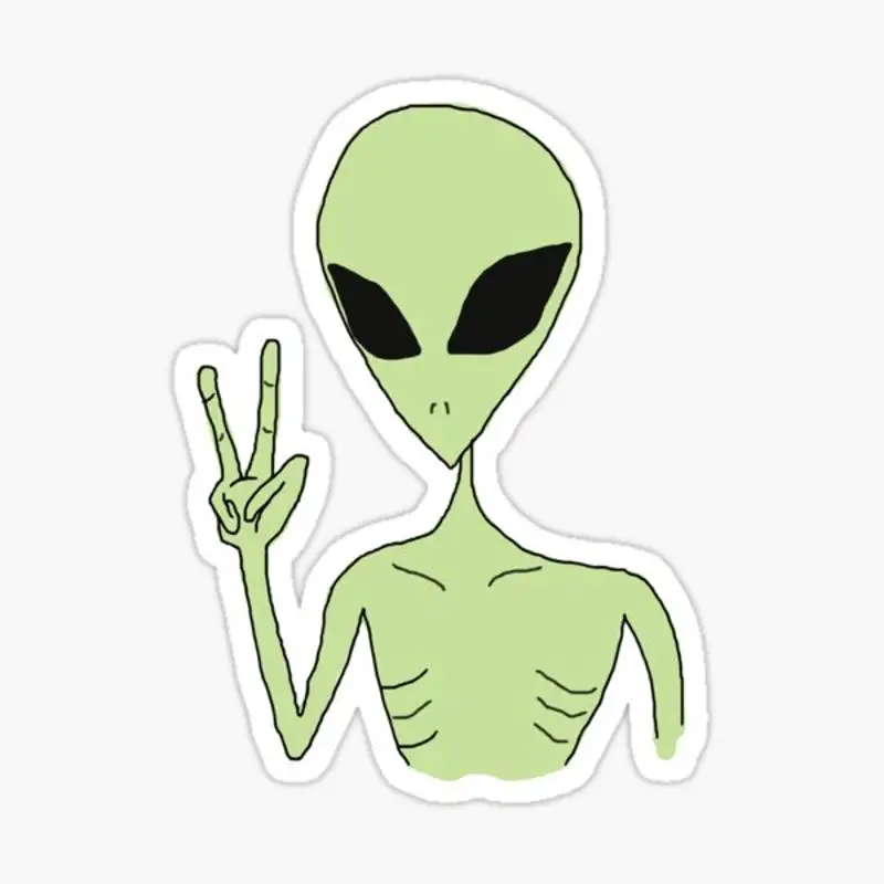 

Наклейка peace alien для ноутбука, декор для спальни, автомобиля, милый мультяшный модный чемодан для общественных мест