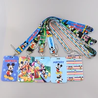 mickey and minnie mouse lanyards keys chain id credit card cover pass mobile phone charm neck straps badge holder accessories