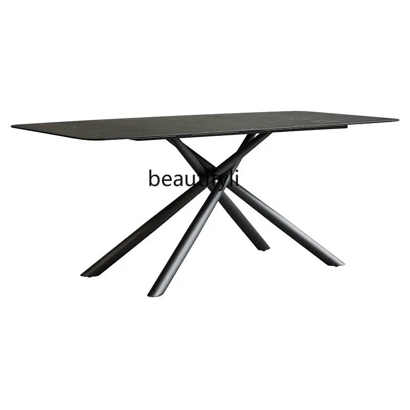 

Роскошный современный обеденный стол с каменной тарелкой, домашний обеденный стол для маленькой квартиры, стол для конференций, прямоугольный стол