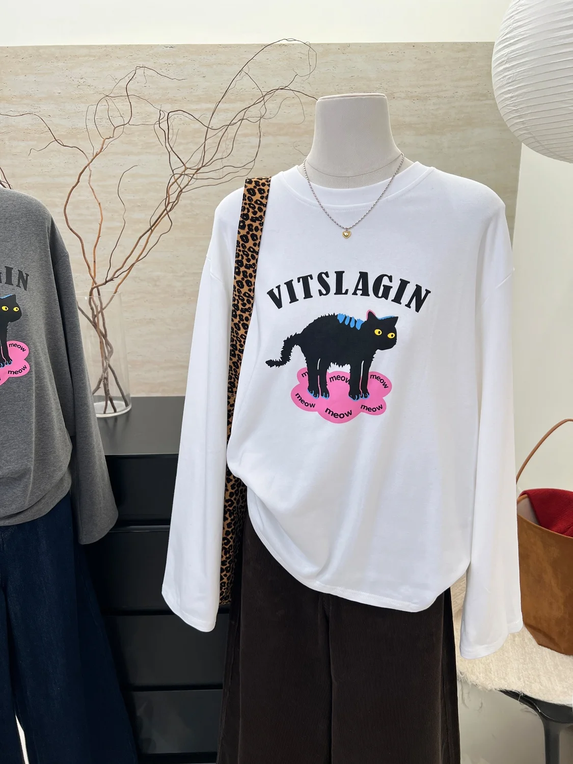 Xiaozhe контрастного цвета с круглым вырезом модная рубашка длинными рукавами и