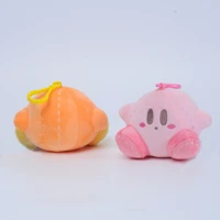 kawaii 12cm pink star kirby takara tomy keyring soft stuffed plush toys keychain waddle dee adventure game gifts for childrens