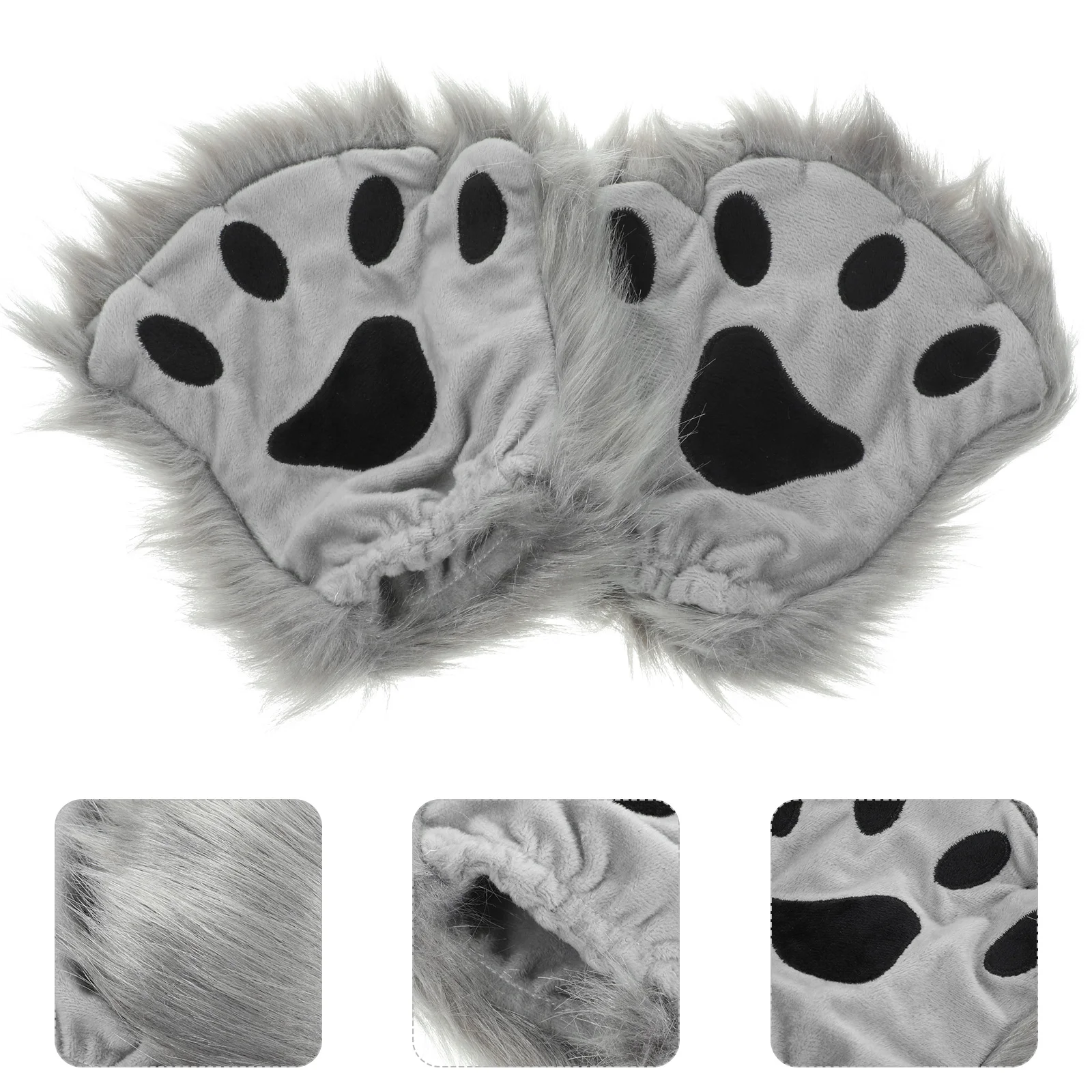 

Faux Fur Mitten Costume Gloves Fingerless Halloween Costumes Kids Half-finger Paws