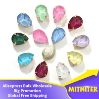 mitniter mocha drop glass beads diy jewelry making strass glitter stones claw rhinestones sewing or glue on crystal accessories
