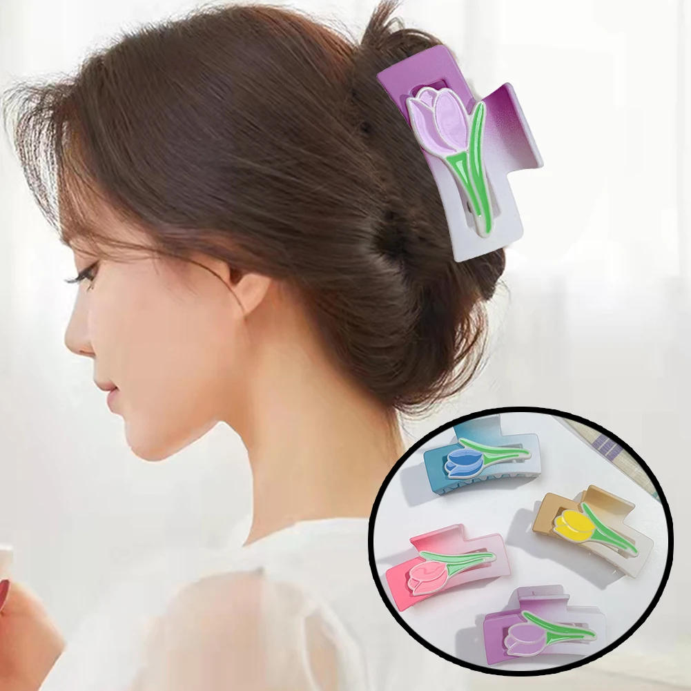 

2022 корейские однотонные большие заколки для волос, модные матовые заколки для волос с тюльпанами, женские заколки для девочек, аксессуары д...