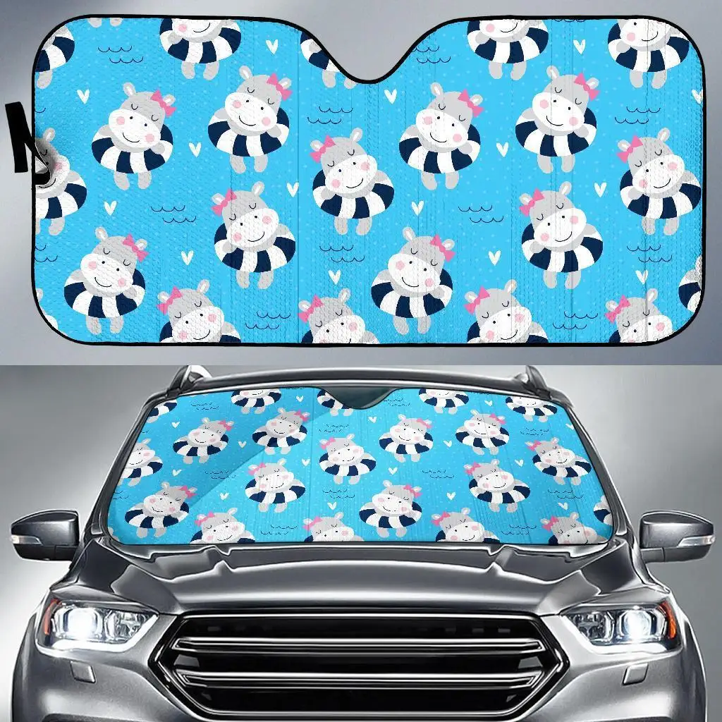 

Hippo Cute Pattern Print Auto Sun Shade Car Windshield Window Cover Sunshade