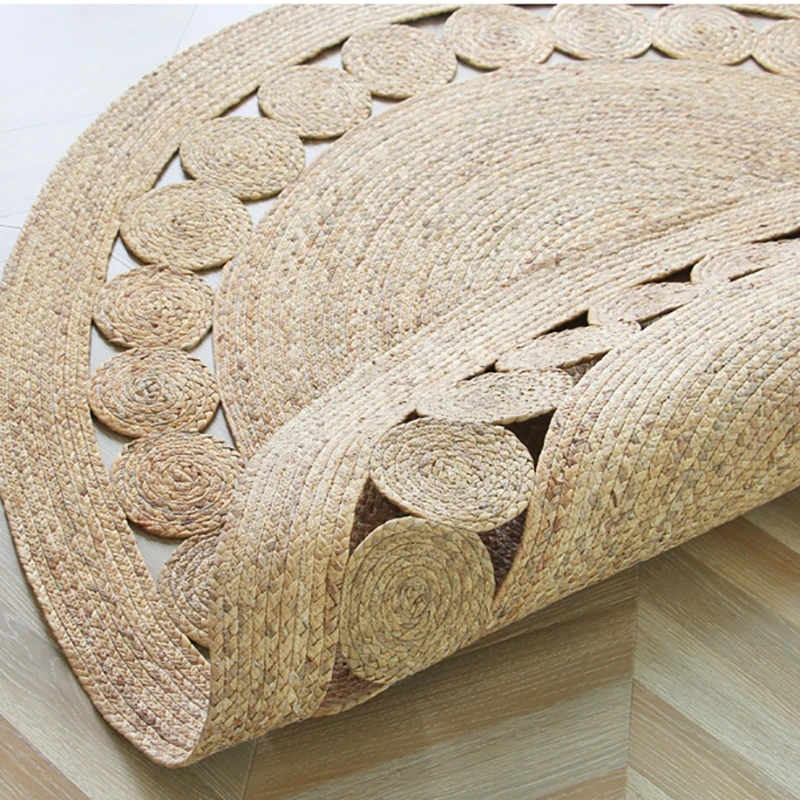 

Rug 100% Natural Jute Braided Style Round Rug Area Carpet Modern Living Rugs Room Vintage Decoration Plants Floor Mats
