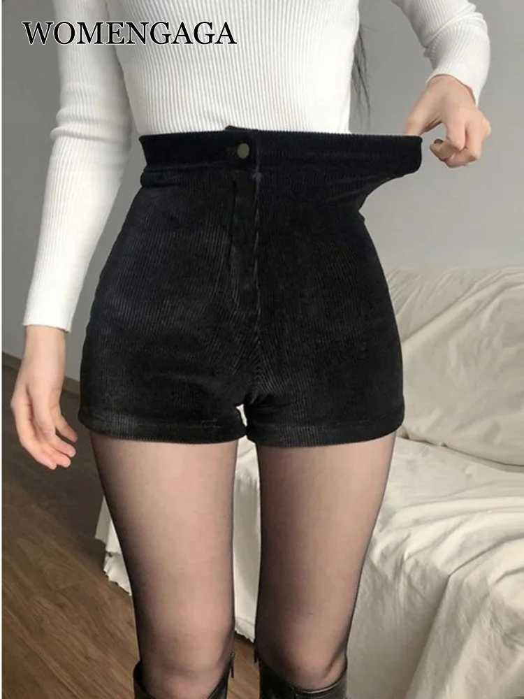 

Black High WOMENGAGA Waist Shorts Women's New Autumn 2022 Tight Elastic Corduroy Casual Shorts Hot Sexy Korean Women Shorts 67FN