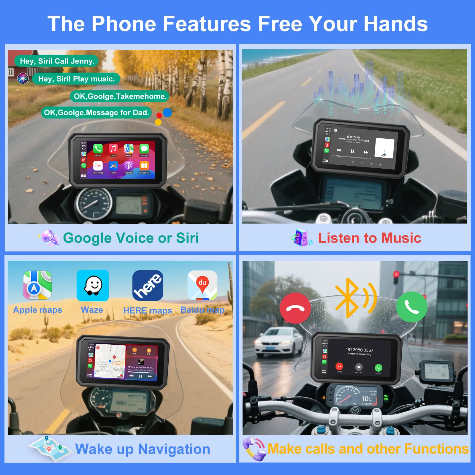 Фото Специально для BMW R1200GS R1250GS R1300GS F800 F850 F900 S1000XR Wireless CarPlay Moto Android Auto GPS Мотоциклетная навигация №5
