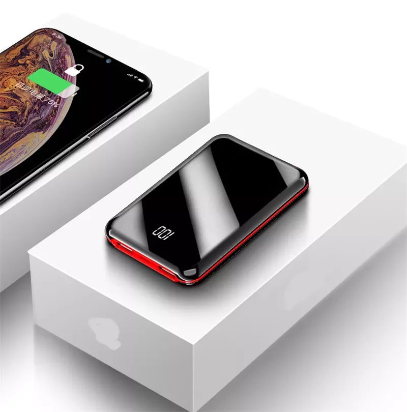 

NEW 10000mAh Mini Power Bank Portable Charger Mirror Screen LED Digital Display Powerbank External Battery Pack Poverbank For Ph