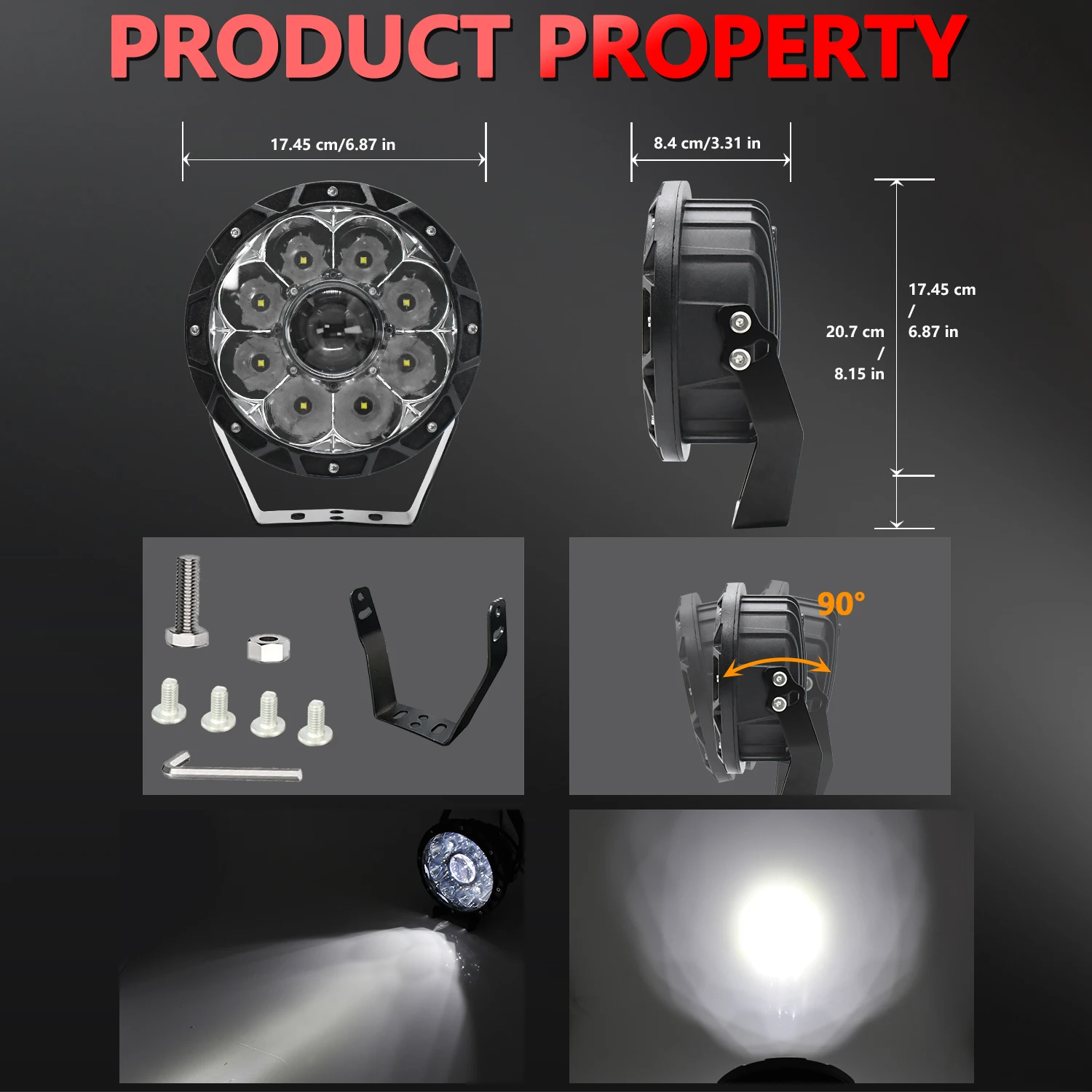 7-дюймовая внедорожная модель E16 6000K 400 Вт лм