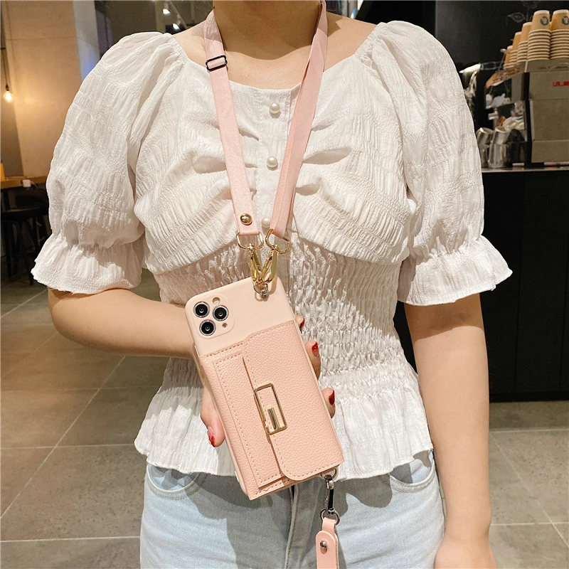 for Samsung S8 S9 S10 S20 FE S21 S22 Ultra Note 20 10 Lite A51 71 21S 32 52 72 Case Luxury Crossbody Shoulder Wallet Stand Cover | Мобильные