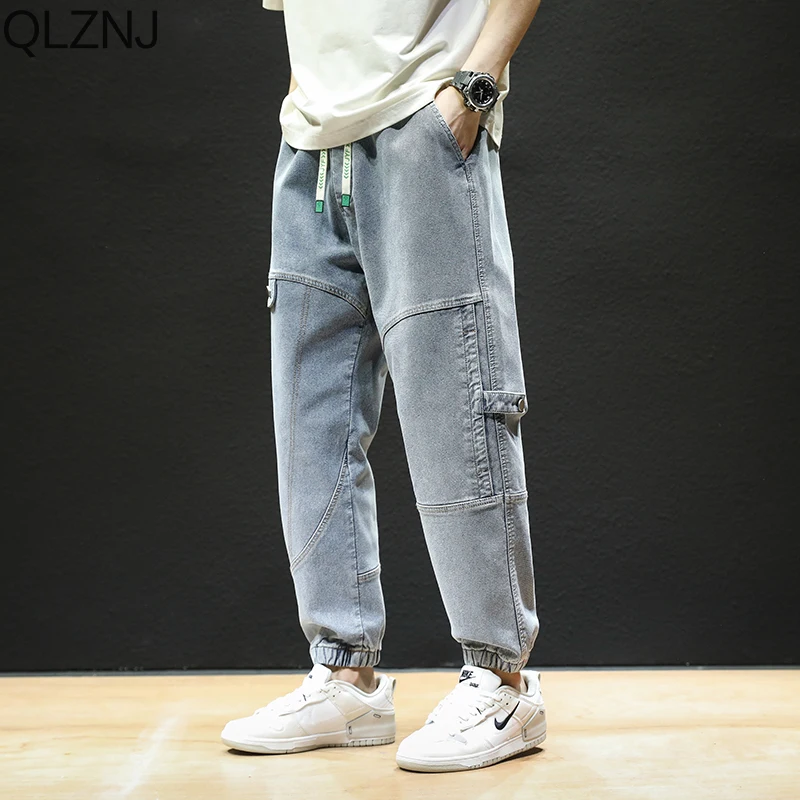 Plus Size Jeans Men Loose Casual Denim Pants Trousers Korean Streetwear Y2k Baggy Harem Jeans Cargo Pants Stretched Joggers 8XL