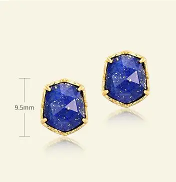 

Natural Lapis Lazuli Earring S925 Sterling Silver 10k Gold Plated Lazurite Faceted Gemstone Stud Earrings Women Fine Jewelry