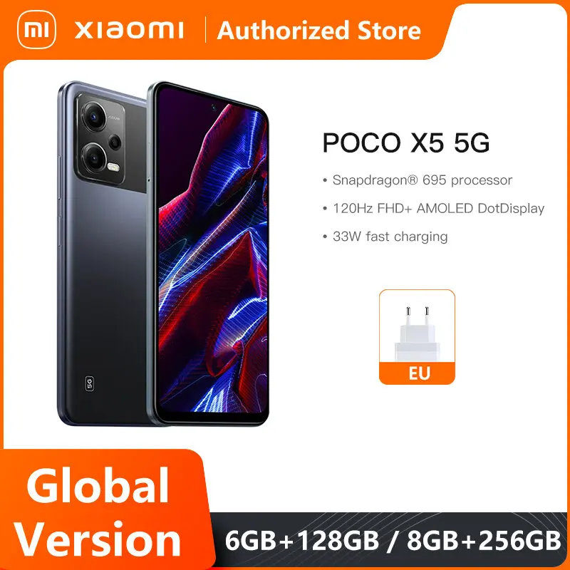 

POCO X5 5G Global Version Smartphone 128GB/256GB 6.67"120Hz AMOLED DotDisplay Snapdragon 695 Octa Core NFC 33W 5000mAh Battery