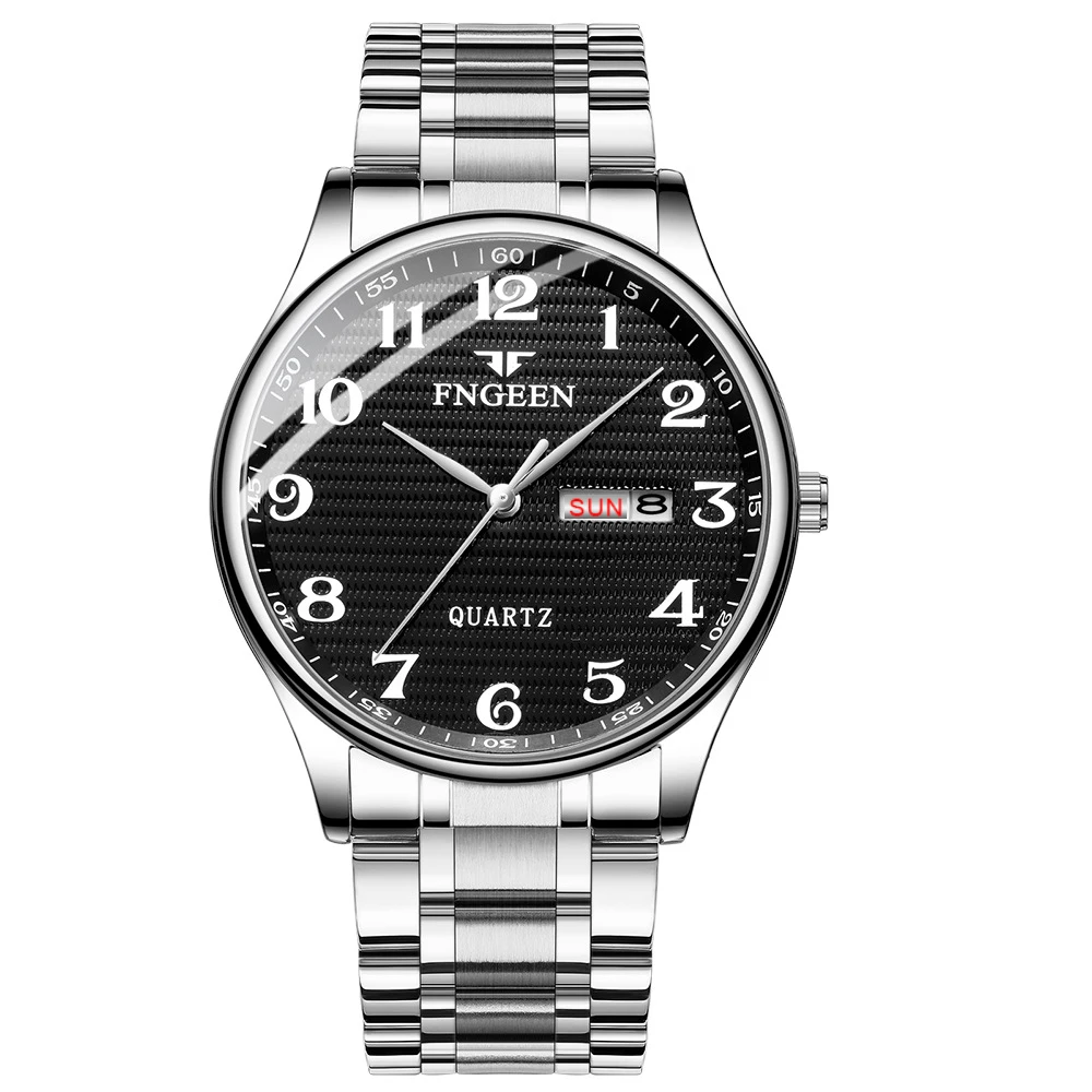 

Часы наручные мужские кварцевые, водонепроницаемые, серебристые