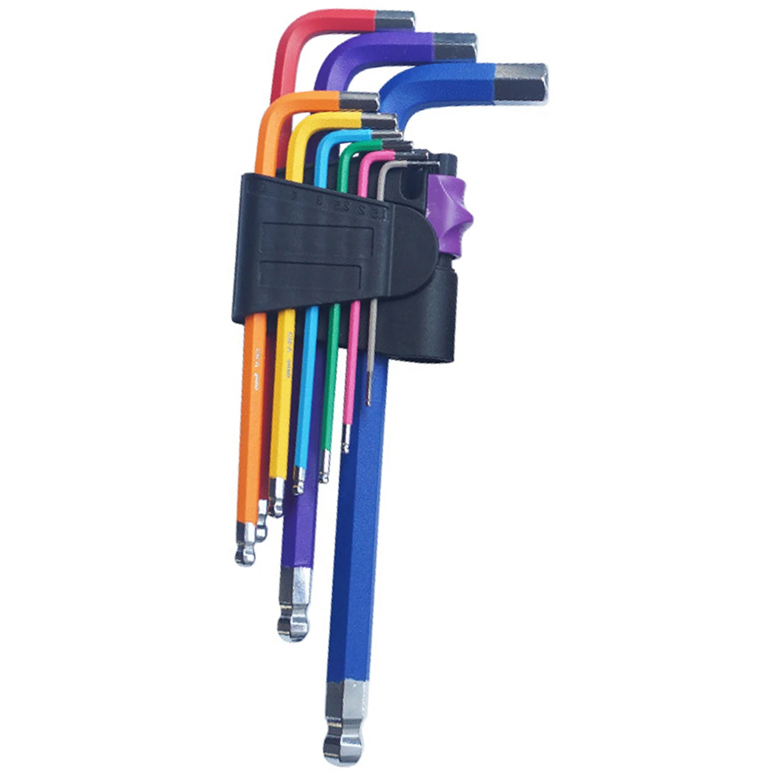 

Long Metric With Sleeve Hand Tools Allen Wrench Set 9Pcs 1.5mm-10mm Color Coded Ball-End Hex Allen Key L Wrench Set Torque