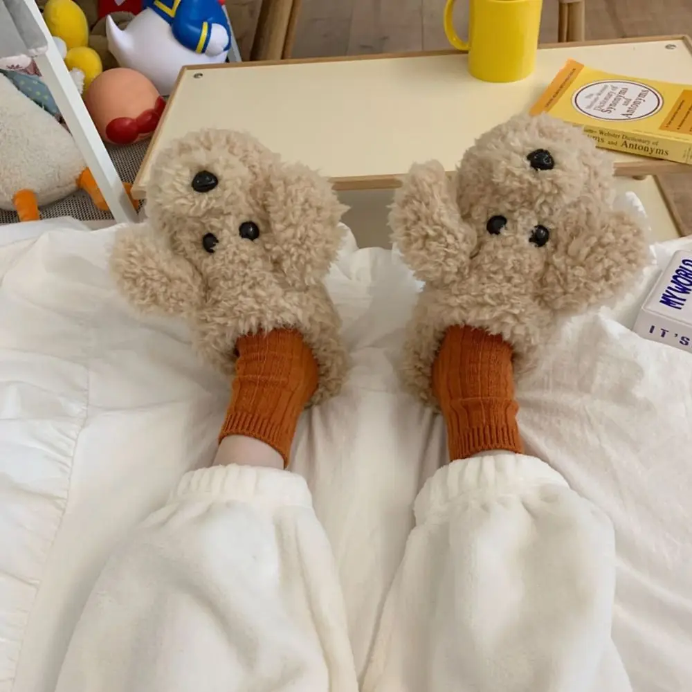 Обувь мягкие игрушечные тапочки-пудели зимние плюшевые шлепанцы с милыми