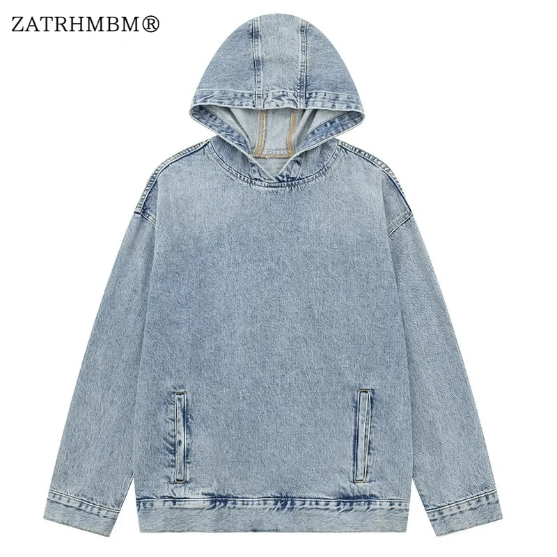 

ZATRHMBM женские осенние новые модные джинсовые свитшоты с капюшоном винтажные повседневные женские пуловеры с длинными рукавами и боковыми карманами Топы 2023