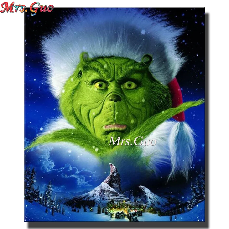 

5D Diamond Painting cartoon Grinch Movie Christmas Gift Full Square/Round Diamond Embroidery Cross Stitch Mosaic Home Decor Gift