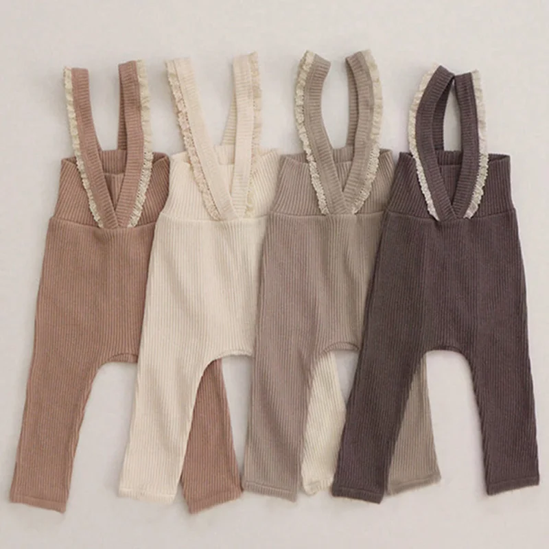 

Осень 2022, брюки на бретелях для маленьких девочек, однотонные леггинсы, детские комбинезоны, комбинезоны для девочек, хлопковая одежда для м...