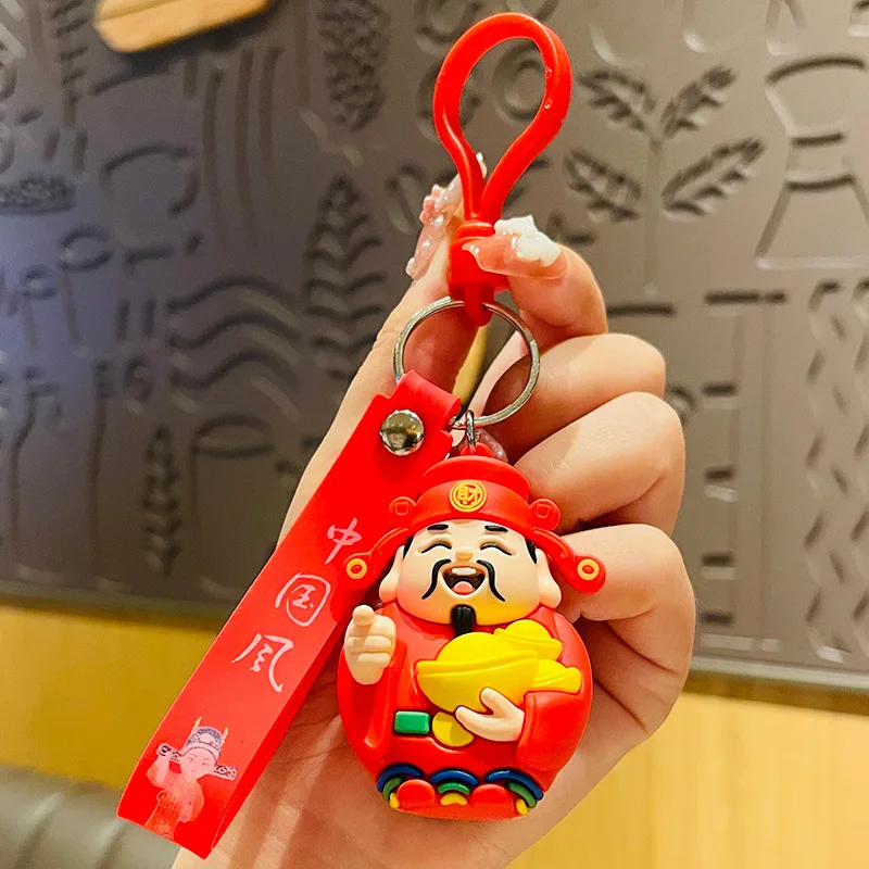 

God Of Wealth Key Chain Men And Women's Car Keychain Bag Hanging Decoration Pendant Good Meaning New Year Key Chain Accessories