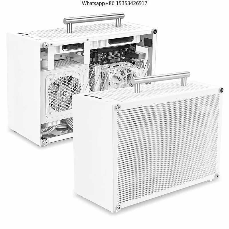 Фото Корпус T60 Mini ITX A4 портативный с прозрачной боковой панелью для блока питания SFX, белый, малогабаритный, для длинных видеокарт №2