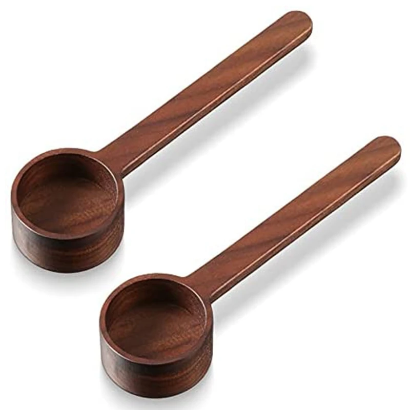 

2 Pieces of Wooden Measuring Coffee Spoon Set Grinding Coffee Spoon Walnut Measuring Spoon Suitable for Coffee Beans