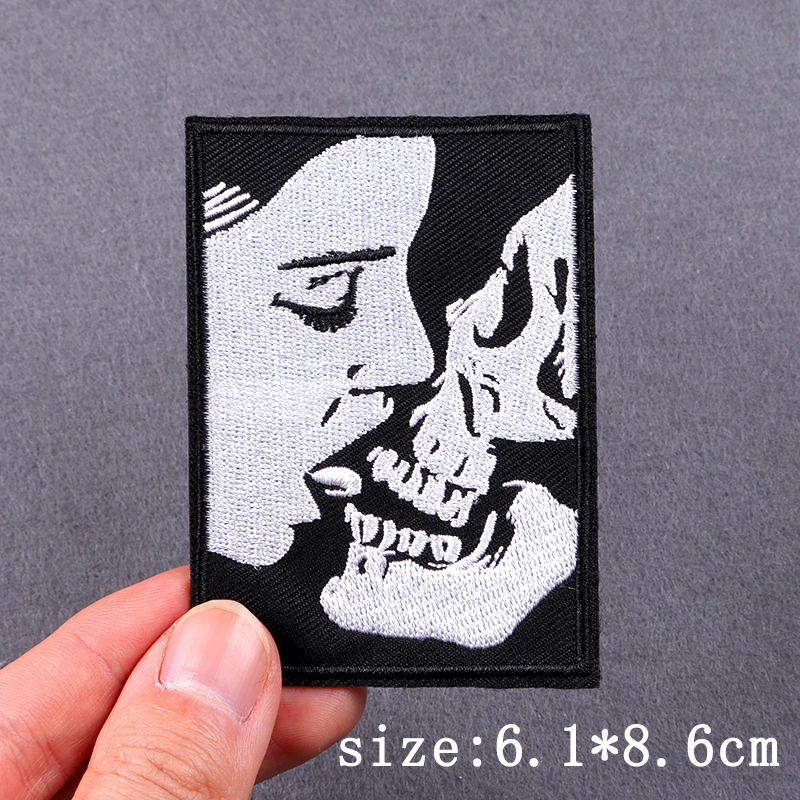 Патчи с черепом в стиле панк наклейки для одежды вышивкой квадратной формы