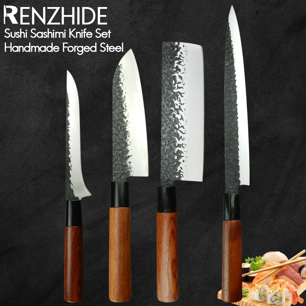 

Набор японских кухонных ножей RZD для суши и сашими, нож шеф-повара из нержавеющей стали 9 дюймов, 1-4 шт.