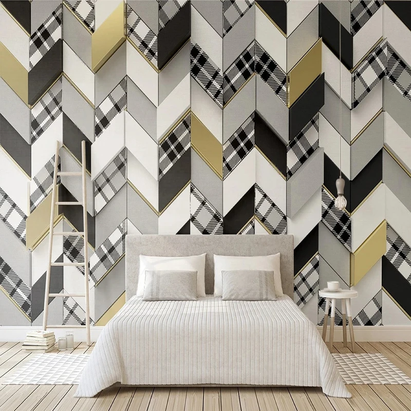 

Custom Any Size Mural Wallpaper Retro Geometric Fabric Pattern 3D Wall Paper Living Room Bedroom 3D Abstract Home Decor Frescoes