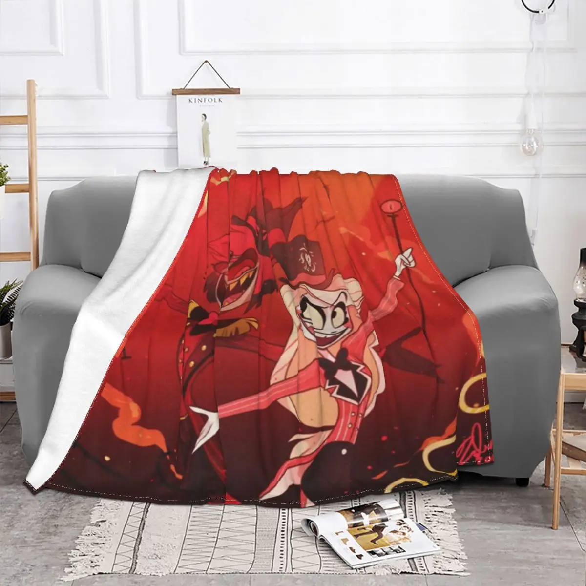 Одеяло аниме Шарлотта из мультфильма Hazbin Hotels бархатное всесезонное