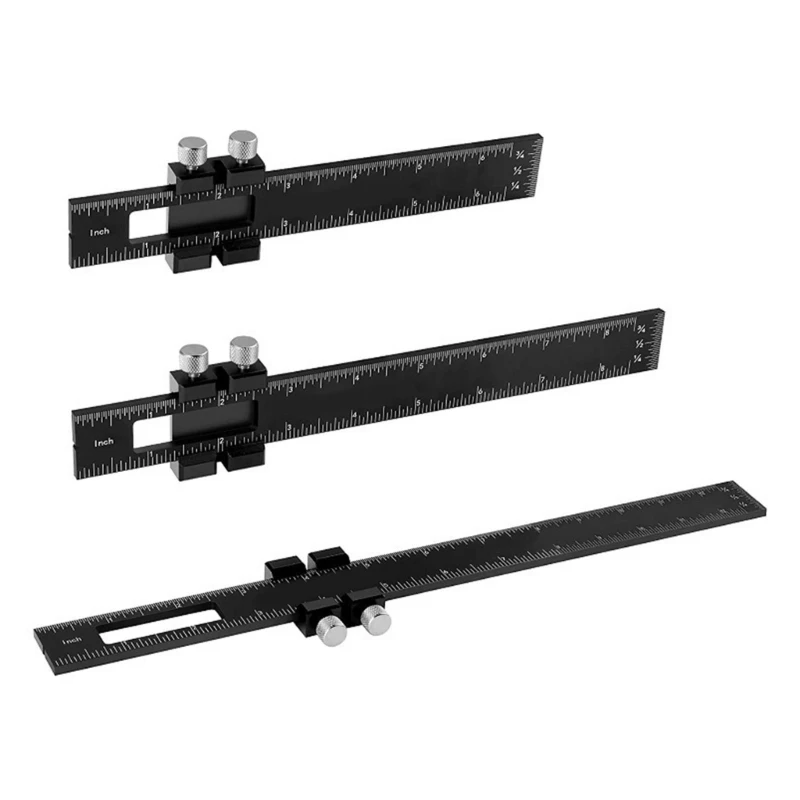 

M6CF 3 Pack Woodworking Ruler 6/8/12 Inch Precisions Pocket Ruler with Stops Durable