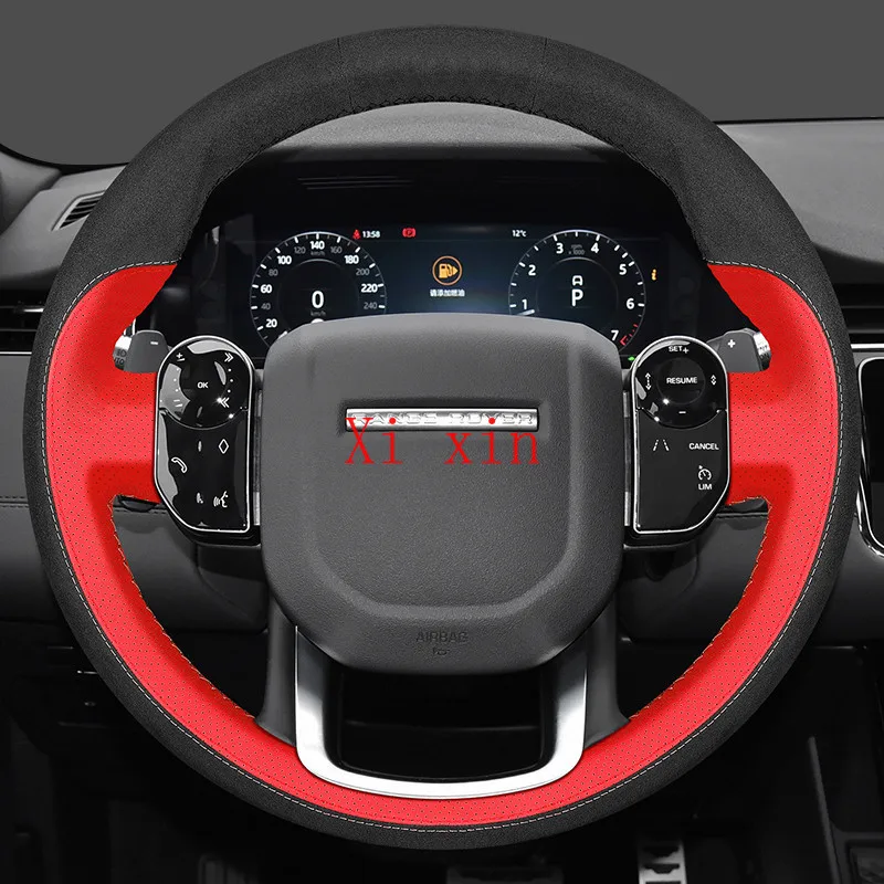 

Custom leather suede hand-stitched steering wheel cover For Land Rover Defender discovery Freelander Range Rover Evoque Velar