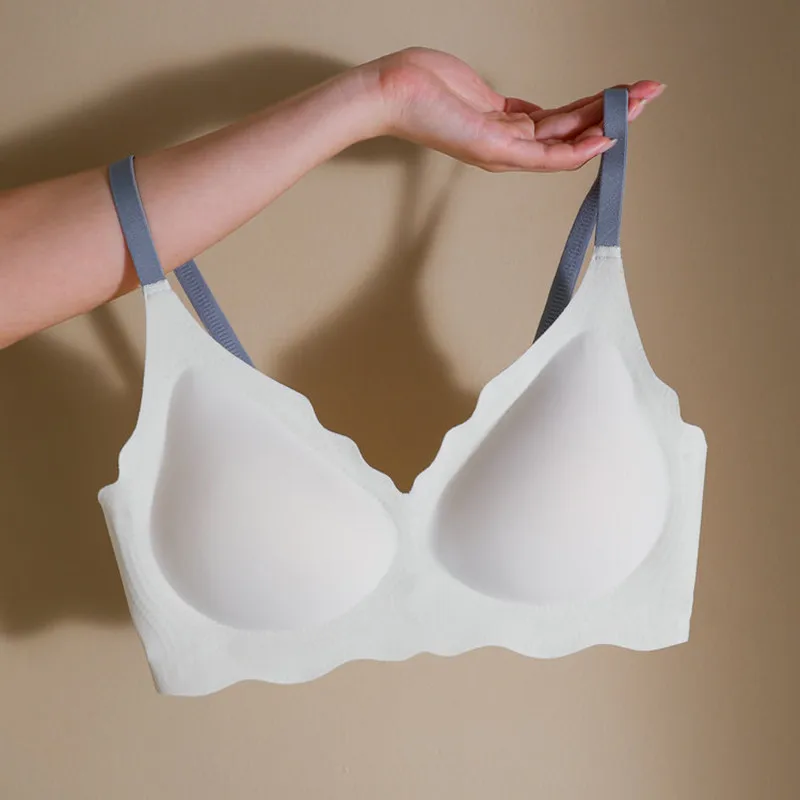 

Seamless contrast color latex thin underwear jelly support soft sexy sports bra women gather thin high-end no steel ring bra