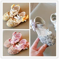 size 21 36 children crystal sequin girls princess shoes 2022 summer new childrens sandals baotou sweet bow roman sandals