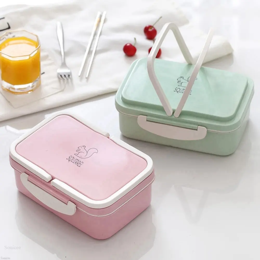 1100ml Lunch Box Bento Food Container Wheat Straw Microwave 3 Compartments Thermal Lunch Boxes For Food Container Bring To Work