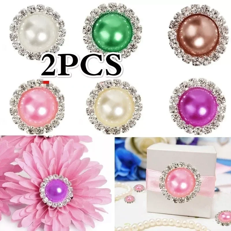 

NEW2022 2Pcs Fashion Round Rhinestone Pearl Snap Fastener Metal Brass Button for Clothes Craft Accessories Decorative Buckles Bu