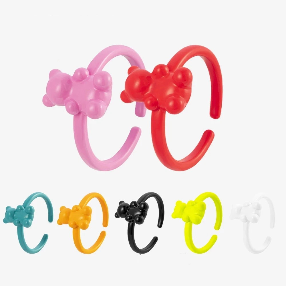 

New Fashion Vintage Cute Bear Rings For Women Geometric Alloy Finger Ring Child Jewelry Gift Adjustable Rings