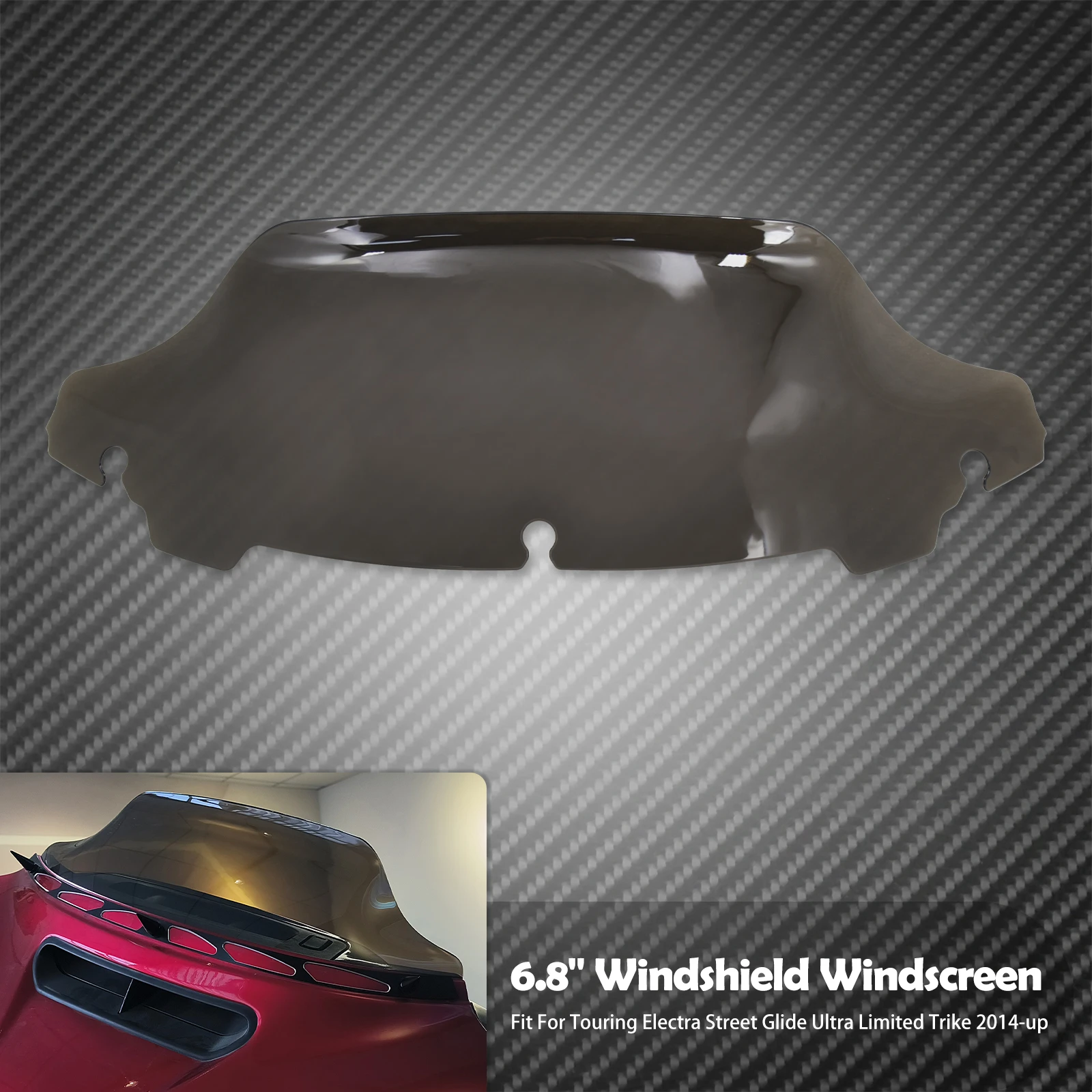 

Мотоциклетное 6,8-дюймовое лобовое стекло, верхний обтекатель, дефлектор ветра для Harley Touring Street Electra Glide Ultra Limited 2014-Up