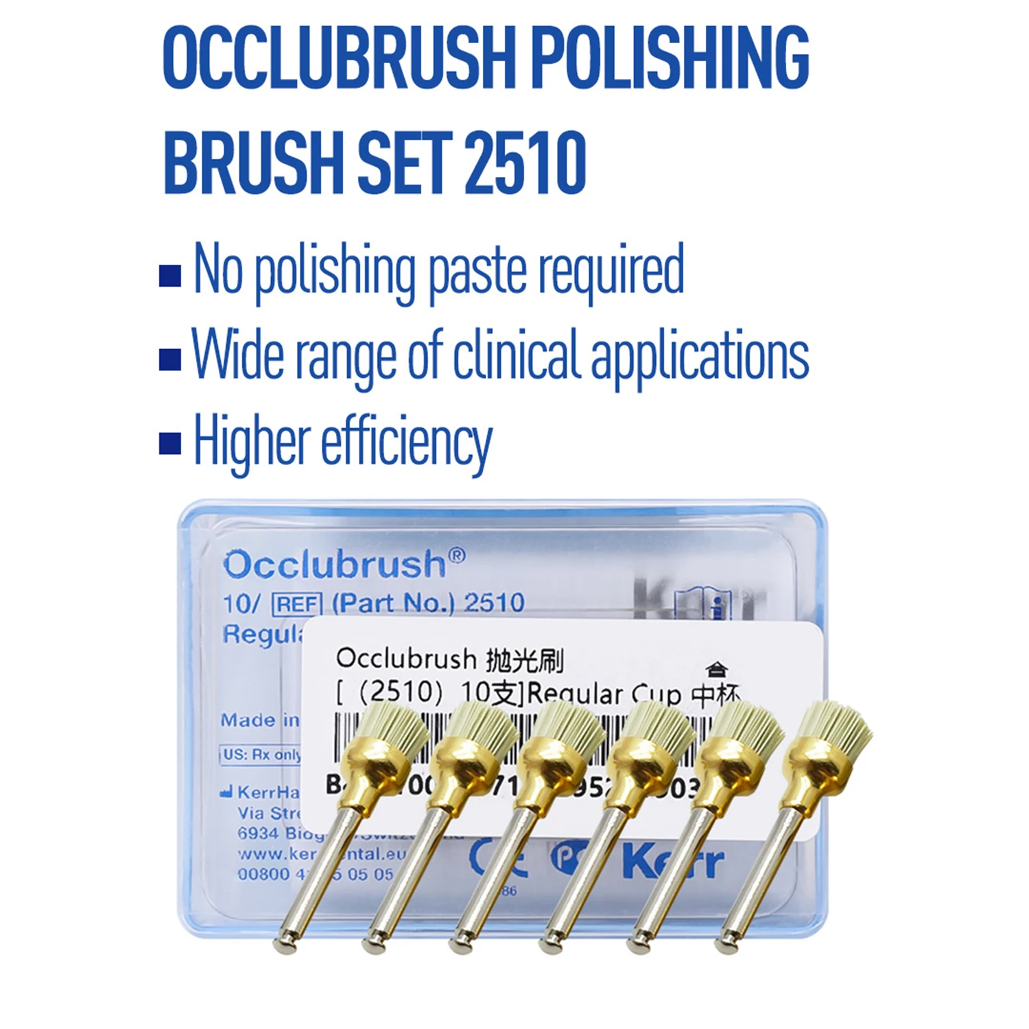 

Kerr Dental Resin Polishing Brush Occlubbrush 2520 Gold Polishing Brush Set High Quality Dentist Tools Series Reusable 3/10pcs