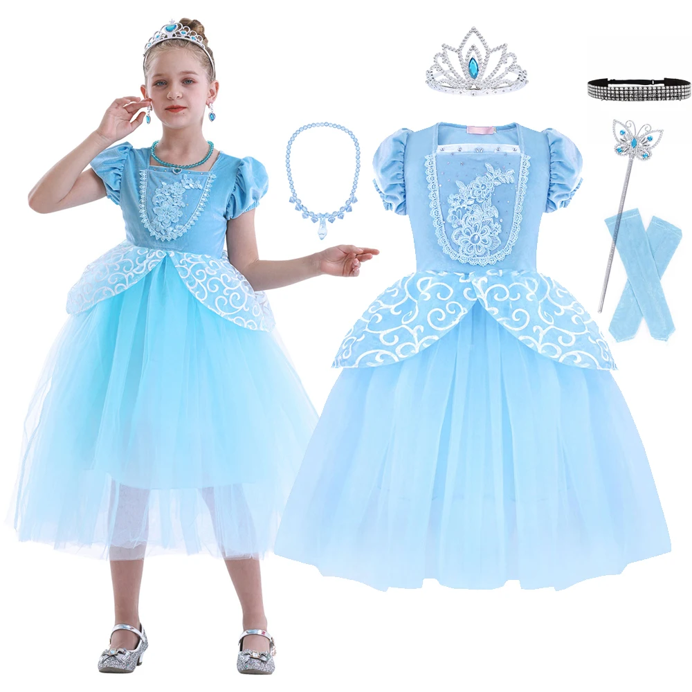 

Luxury Cinderella Dress Girls Fancy Princess Halloween Party Cosplay Costume Kids Ball Gown Girl Dresses 2-10T Clothing
