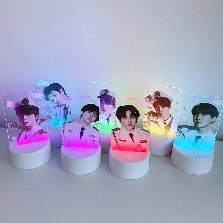 

Оптовая продажа, Kpop, цветной светодиодный светильник JK V JIMIN JIN SUAG RM Bangtan Boys, ночник, настольная лампа, фигурки, стоячие подарки, Рабочий стол
