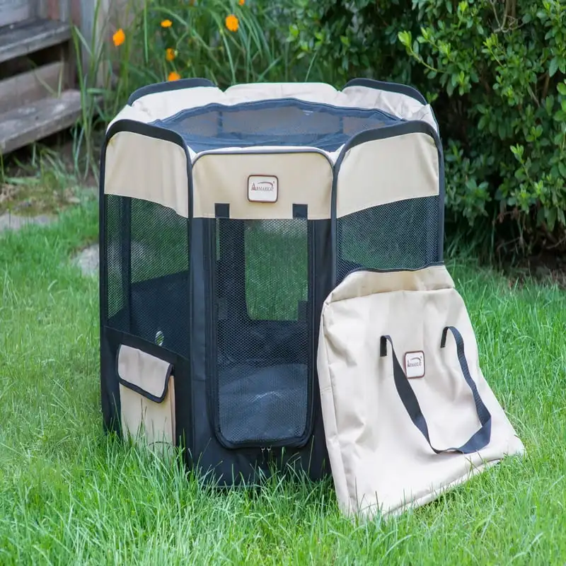 

Model PP003BGE-XL Portable Pet Playpen in Black and Beige Combo Large Dog Kennel Dog Crate Cage