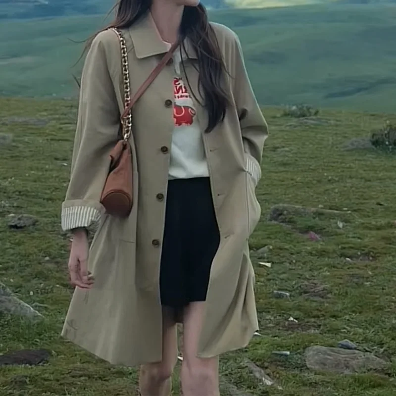 Куртка средней длины в Корейском стиле Женская Новинка на раннюю осень