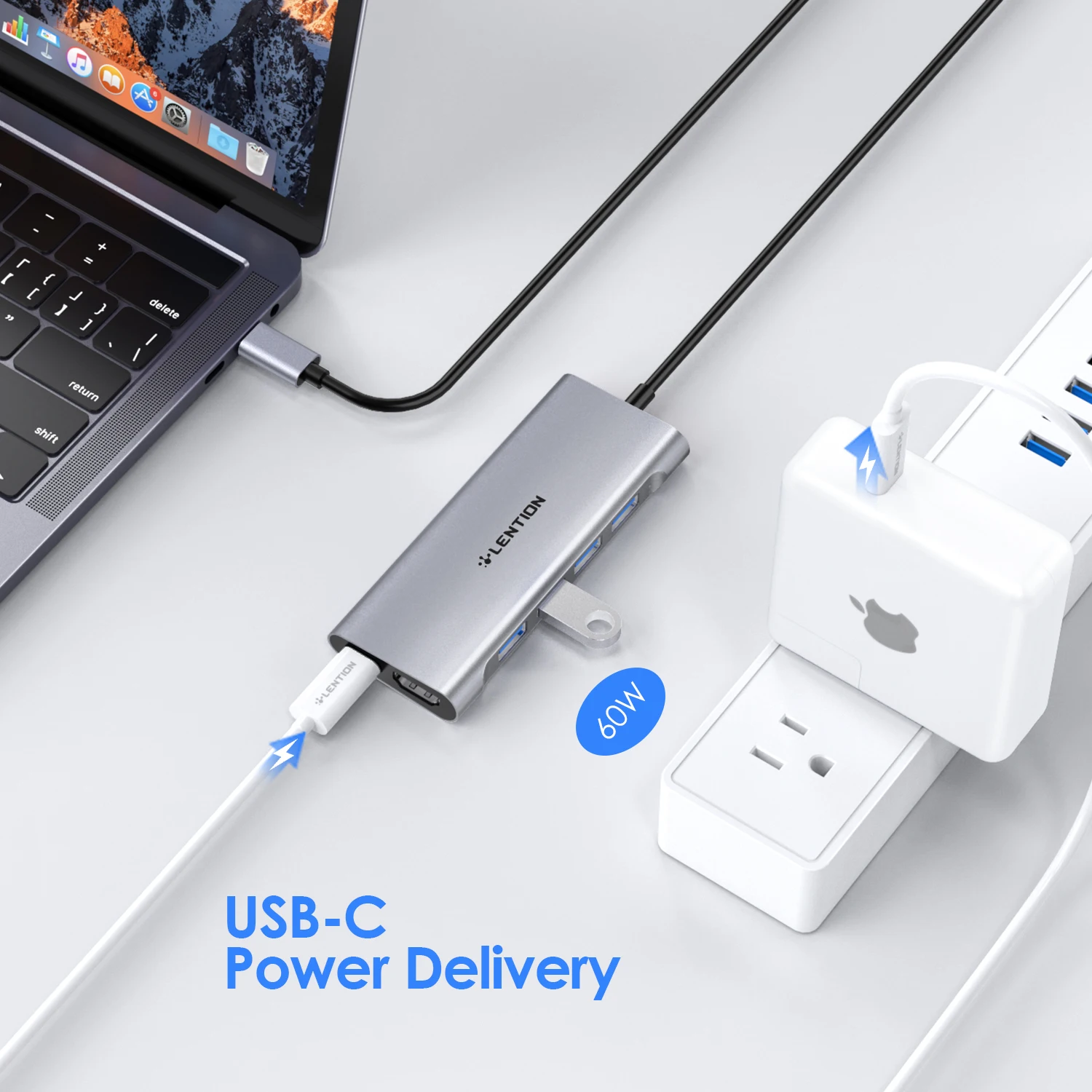Иди! Длинный кабель USB C Hub Type Многопортовый 4K HDMI 3.0 Стабильный зарядный адаптер для