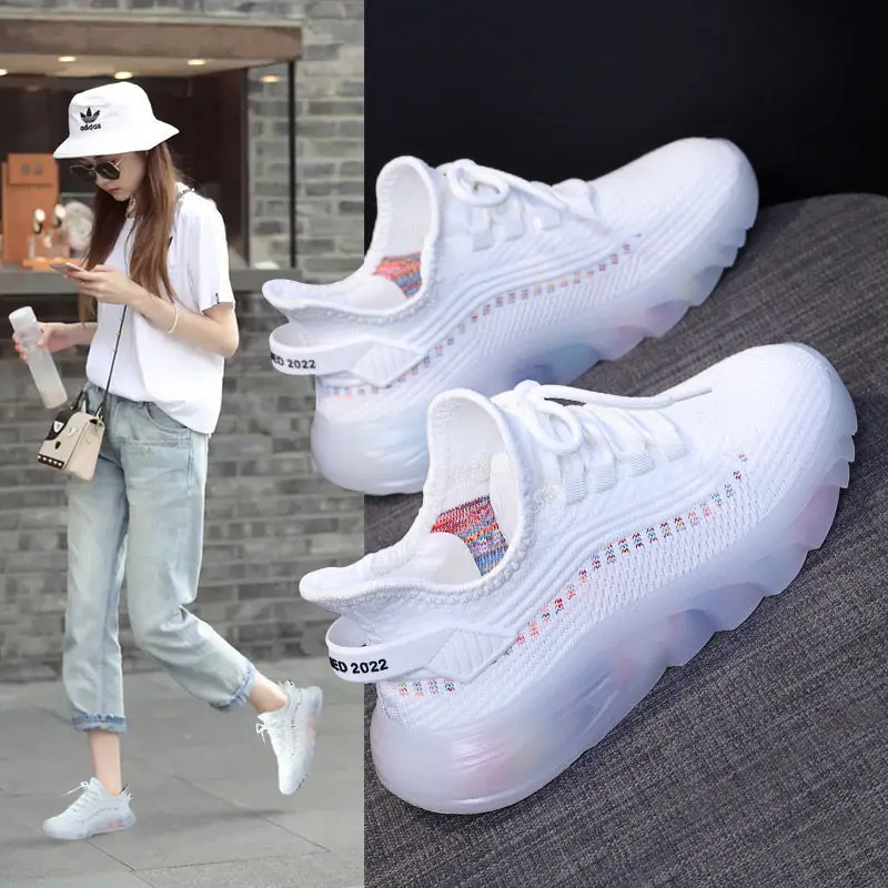 

Fujin Thick-soled Wedge-heeled Sneakers Thick-soled Leather Women's Summer Shoes Spring and Autumn Walking Sneakers Fashion
