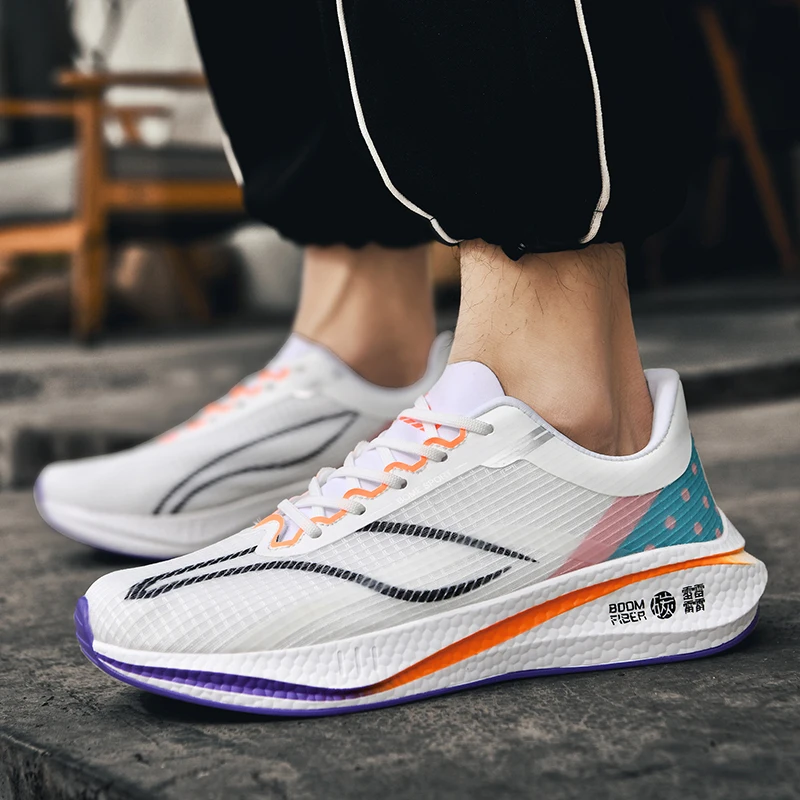 Unisex Fashion Men's Sneakers Lace Up Round Toe Cushioning Running Shoes for Woman Trainer Race Breathable Couple Tenis Shose