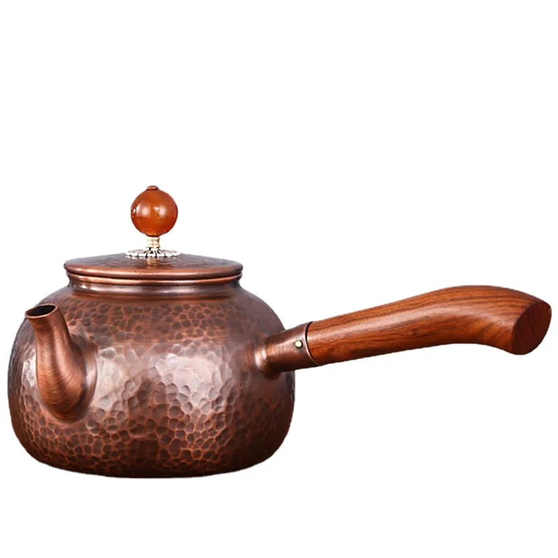 Chinese Teapot Side Handl Portable Teapot Tea Set Vintage Coffee Pots Purple Copper Pots Metal Kung Fu Tea Set Teapot 600ml