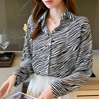 leopard print shirt women loose hong kong style retro long sleeved shirt lazy style street wear chic long sleeve top mujer 2022